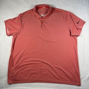 Nike Polo Shirt Mens 3XL Coral Red Excellent Dri-FIT Short Sleeve Golf Top